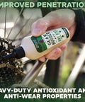 Hand applying Plant Powered Bike Chain Lubricant 3.2 Oz Pack Of 1, Eco Friendly No Teflon No Petroleum No PTFE, Dirt Repelling All Weather