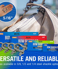 Built Different 316 Marine Grade Stainless Steel D Ring Shackles Heavy Duty Anchor Rigging Hardware For Sailboats And Boats 5 16 Inch Mini Bow Shackle Set, shown in 4-pack with sizing options.