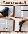 How to install Straight Up Heavy Duty Cast Iron Shelf Brackets Sweet Antique Black Metal Braces with drilling and mounting steps.