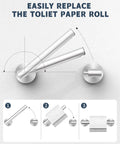 Pivot mechanism of wall mount double post pivoting toilet paper holder in brushed nickel, SUS304 stainless steel rustproof design.