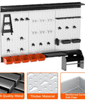 Pegboard Wall Organizer System For Garage And Workshop No Brainer 4 Ft Kit With Hooks Bins Overhead Shelves Wall Mounted