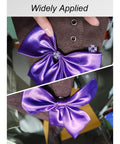 Purple satin bow with Dope Brass Snap Button Kit For Sewing 150 Sets With 450 Pieces 10mm 12mm 15mm Snaps In 5 Colors attached to fabric