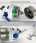 Bowfishing Spincast Reel For Slingshot Bow Left Or Right Handed 3.6 To 1 Gear 76 Yards Of 4 Lb Line 48 Lb Max Tension All Metal Construction