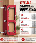 Job Site Ready Door Hinge Jig Kit And Lock Installation Template With Tough Hard Shell Storage Case showing hinge fitting guide and calibration.