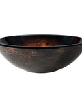 Round Copper Brown Glass Vessel Sink for Bathroom Sixteen and a Half Inch Above Counter Design Easy to Clean Smooth Interior Scratch