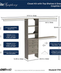 Kick Your Closet Cleanup Into High Gear With This Sturdy Wood System Featuring Four Slide Out Drawers Flexible Shelving And Three Expandable Rods That Honestly Maximizes Every Inch In Sleek Graphite Grey, showcasing a detailed closet kit.