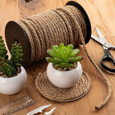 100 Feet Thick Twisted Nautical Rope For Crafts And Gift Wrapping Brown Jute String Twine Decorative Rope with succulents