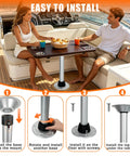 Easy installation steps for Built Tough 29 Inch Boat Table Leg and RV Camper Stand with Twist Lock System on a boat.