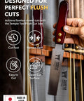 Heavy Duty Six Inch Japanese Flush Cut Saw With Double Edge Pull Design hanging on a holder, showcasing clean dowel cut features.