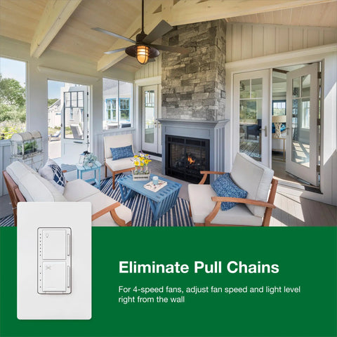 Maestro Dual Fan And Light Dimmer Switch For Dimmable LEDs Incandescent And Halogen Bulbs Single Pole White Finish at patio