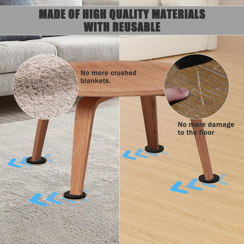 Round 16 Piece Furniture Moving Kit With Pro Grade Felt Pads shown protecting carpet and wood floors