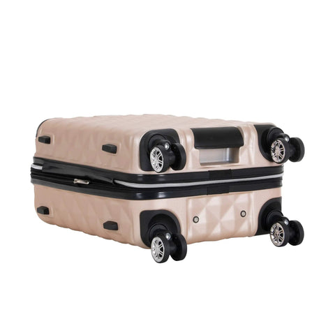 Diamond Tower Hardside Luggage With Expandable Design Rose Gold Finish Eight Wheel Spinner Travel Case lightweight view
