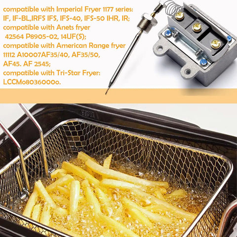 Hi Limit Thermostat Switch for Fryers, Three Eighth Inch Mpt, 1177 High Limit Cutoff, Replacement OEM Part Compatible With Atosa 301030005 Gas Fryer