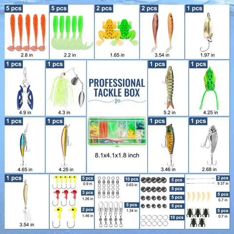 All In One Fishing Lures Kit With 92 Pcs Tackle Box Includes Crankbaits Spoons Hooks Weights And Other Accessories For Bass