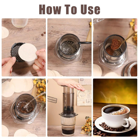 How to use Unbleached Round Disposable Coffee Filters, 600 Count, 64 Mm 2.5 Inch Size for drip pots and espresso machines.