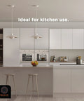 Modern kitchen with 13W T2 Spiral CFL GU24 Base Light Bulb 2700K Warm White 800 Lumens Money Saving Energy Efficient lighting