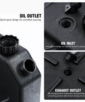 Close-up of spout and outlets on a 10 Quart ABS Oil Drain Pan With Spout Low Profile Catch Basin For Harley Davidson Touring And Softail Models.
