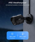 AI Powered Home Security System With Human And Vehicle Detection 8 Channel DVR 4 X 1080P Bullet Cameras in rain, IP66 weatherproof.