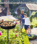Freestanding Outdoor Bird Bath And Feeder Bowl With Metal Stake For Garden Patio Yard Lawn Four Spiky Feet All In One Detachable Decoration Easy To Set Up Holds Water For Birds And Hummingbirds in garden with birds feeding