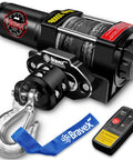 Beefed Up 3500lb Capacity 12V DC Electric Synthetic Rope Winch Kit With IP68 Waterproof Off Road Design and Wireless Remote