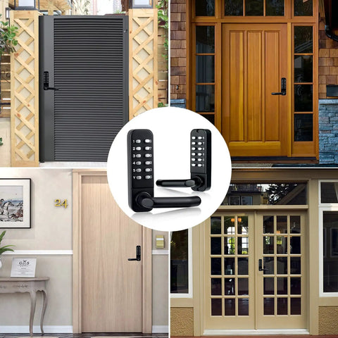 Keyless Entry Door Lock With Dual Sided Keypad And Handle Digital Code Combination Lock For Front Door And Outdoor Gates Auto Locking