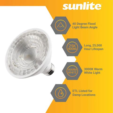 LED PAR30 Short Neck Reflector Light Bulb 10W 750 Lumens Dimmable E26 Medium Base 90 CRI ETL Listed 3000K Warm White