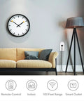 Living room with clock, sofa, and floor lamp using Mini Wireless Wall Mount Remote Outlet Switch Kit With 3 Plug In Outlets.