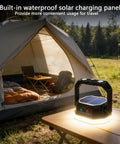 Go To Rechargeable Solar Camping Lantern With 6600mAh Battery And 4000 Lumens Output on table near tent