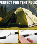 Two Rolls Of 100 Ft 1 8th Inch Shock Cord Tent Pole Repair Kit With Lead Wires And Washers shown repairing tent poles