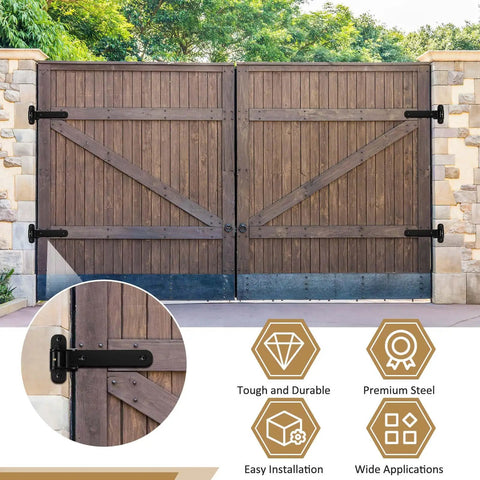 Beefy 4 Pack 13 Inch Heavy Duty Gate Hinges 900 Lb Capacity 180 Degree Open Thickened Solid Carbon Steel Hardware Bolt On Or Weld On For Barn Wood Metal Gates Fences Sheds Garages Garden Gates Obround Hole on double wooden gate