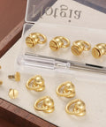4Pcs Brass D Rings For Purses Rotatable Bag Strap Hardware With 360 Degree Ball Studs And Screws Leather Craft Repair Kit