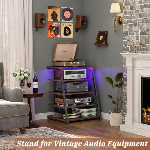 Rock Solid AV Media Stand With Zero Stress Assembly And Five Tier Adjustable Shelves For Stereo Racks And Compact Entertainment Centers A Total No Sweat Game Changer For Your Space