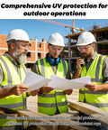 100 Pack Clear Safety Glasses For Men And Women, Ansi Z87.1 Certified Polycarbonate Eye Protection worn by workers on construction site.