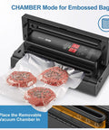 Heavy Duty Dual Mode Vacuum Sealer For Mylar And Textured Bags With Rapid Cooling And Custom Air Locks in Chamber Mode with sealed patties.