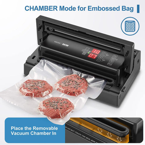 Heavy Duty Dual Mode Vacuum Sealer For Mylar And Textured Bags With Rapid Cooling And Custom Air Locks in Chamber Mode with sealed patties.