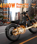 Rugged 2026 Dual Motor Electric Bike For Adult Riders Packing 52V 70Ah Battery delivering 200 mile range with dual motors in urban setting.