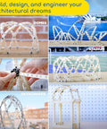 Architectural Engineering Kit For Kids And Teens Build 26 Real World Structure Models And Structural Elements With Flexible Steel Frame Pieces Hands On STEM Science Experiment And Model Building Set featuring domes, stadium, and skyscraper models