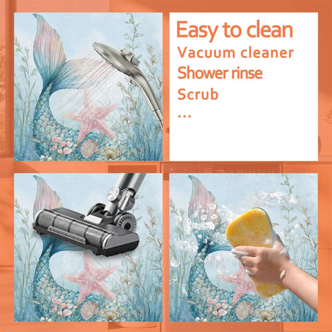 Cleaning methods for Starfish Coral Mermaid Theme Washing Machine Top Cover And Dryer Pad, Anti Slip Absorbent Protector Mat