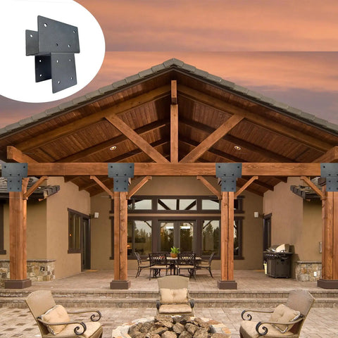 Beefy 4x4 Post Brackets For Pergolas, Heavy Duty Galvanized Steel Hardware Holder Post Anchor Connector, 0.12 Inch (3mm) Thick, Waterproof And Rustproof Powder Coated, Perfect For Supporting Wood Beams