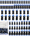 90 Pc Best Quick Connect Air Hose Fitting Kit With Straight Push Pneumatic Connectors For Garage Auto Diy Pro One Eighth To Half Inch With 145 Psi Pressure Rating Fit Like A Glove Keeps Gear Always Ready For Every Awesome Job Right Now In Your Shop, black nylon fittings in organizer case