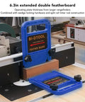 Heavy Duty Adjustable Featherboard For Woodworking, Stackable Kit With Ironclad Grip in use on a router table.