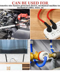 Quarter Inch Split Wire Loom Tubing Provides Straight Up Tough Cable Conduit Protection That Shuts Down Pet Chewing Threats While Keeping Your Electric Wire Cord Arrangement Crisp And Zero Hassle In Bold Red used in automotive and electrical setups.
