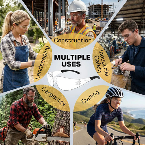 Kickass Clear Safety Glasses Built Solid With Antifog Lenses And Comfortable Fit For Hardworking Crews And Daily Grind Bulk Pack Ansi Certified Protective Eyewear for construction and landscaping use.