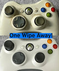 Dirty and clean Xbox controller comparison using Alcohol Free Electronic Cleaning Wipes, 100 Individually Wrapped for gamers.