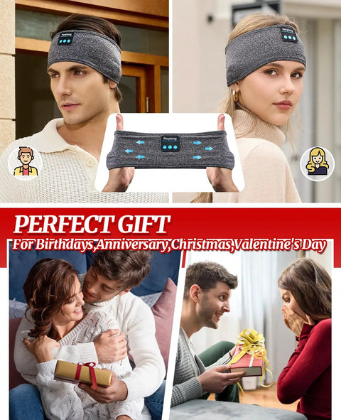 Comfy Sleep Headphones Wireless Headband With Bluetooth 5 Point 4 And Ultra Thin HD Stereo Speakers 3 In 1 Sleep Mask shown in use