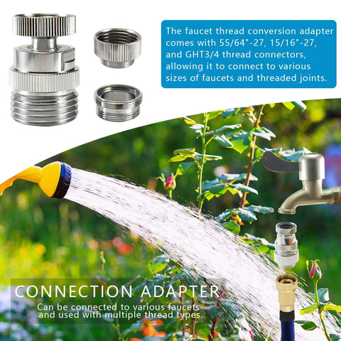 Brass Faucet Adapter With Aerator for Garden Hose, 360 Degree Swivel Sink to Hose Connector, Sturdy Chrome Plated Water Tap Adapter for Indoor and Outdoor Use, Easy Install and Leak Free, chrome brass thread adapter with hose and faucet