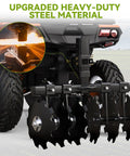 28-Inch Heavy-Duty Disc Plow Harrow With Universal 2-Inch Receiver for Tractor ATV UTV, black beefy steel discs connected to vehicle