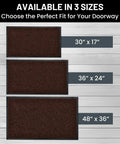 Heavy Duty Indoor Outdoor Front Door Mats 2-Pack 30 By 17 Inches Dark Brown Ribbed Entryway Doormats in 3 sizes