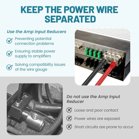 0 To 4 Gauge Power Reducer Connectors For Car Audio Amplifier Beefy Brass Wire Terminal Connectors With Heat Shrink Tubing And Allen Key 4 Pack For Amp Input AWG Power And Ground on car amp terminals