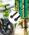 Tough As Nails 12 Inch V Shaped Toothed Double Sided Cable Ties securing objects like trees, gates, bike tires; 80 Pack Black